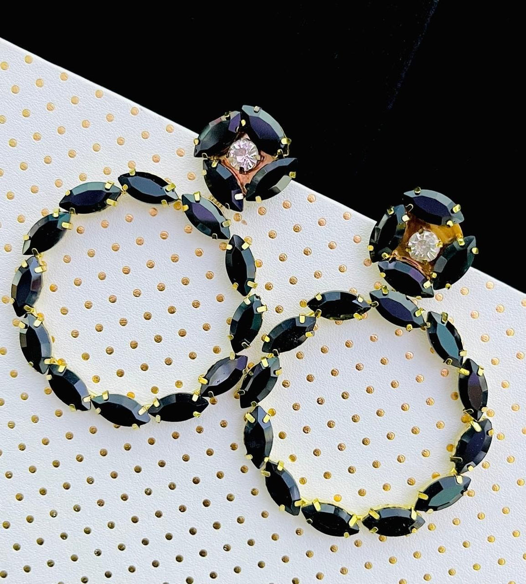 Premium Black Stone Worked Earring [SKU 101180]
