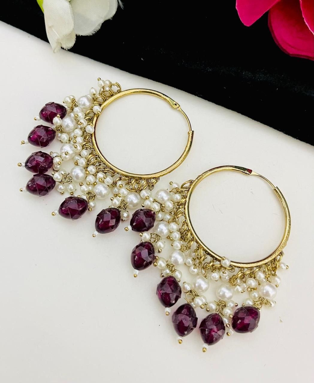 Maroon Premium Quality Jhumka. [SKU E100480]