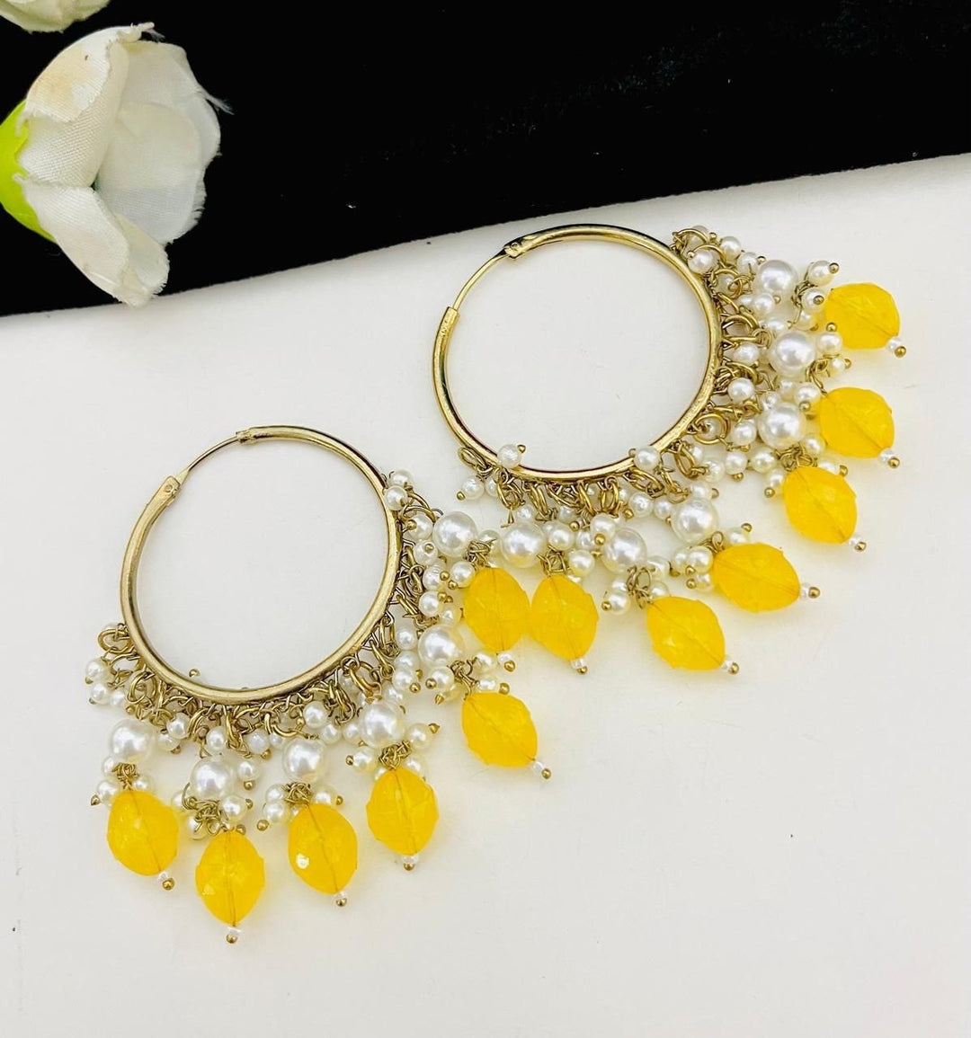 Yellow Premium Quality Jhumka. [SKU E100680]