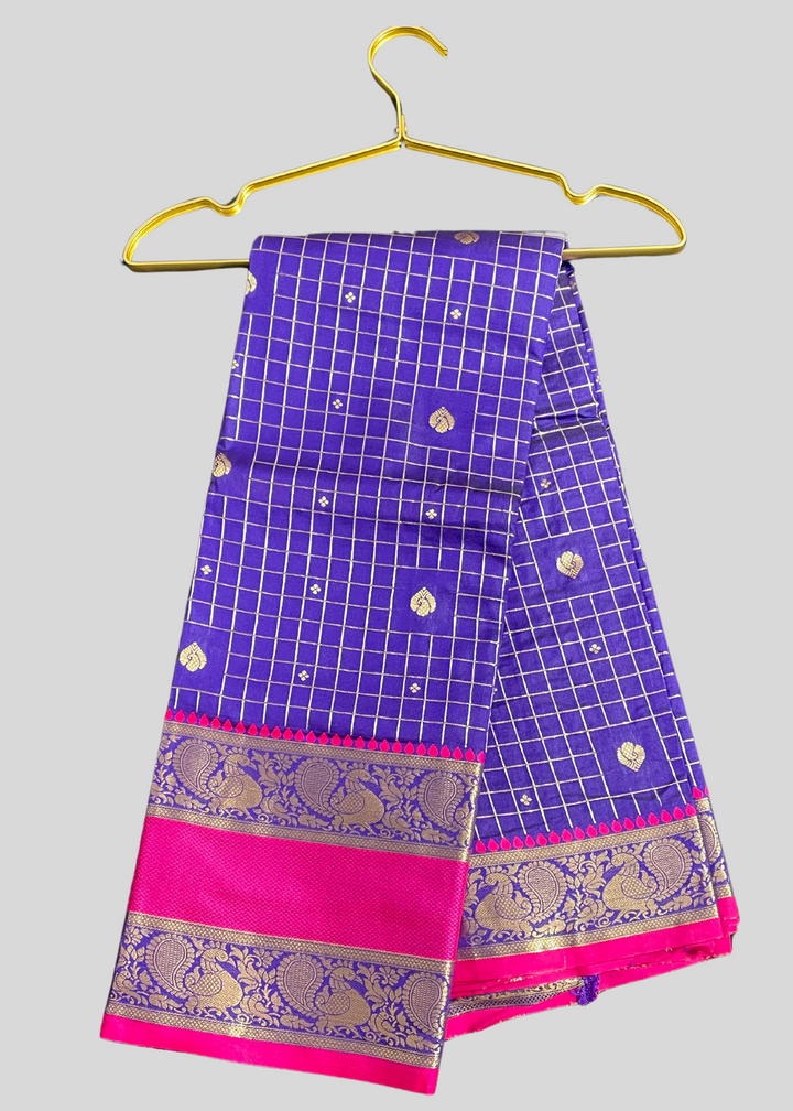 # Violet color cotton silk saree with zari weaving work [ SKU: S101502 ]