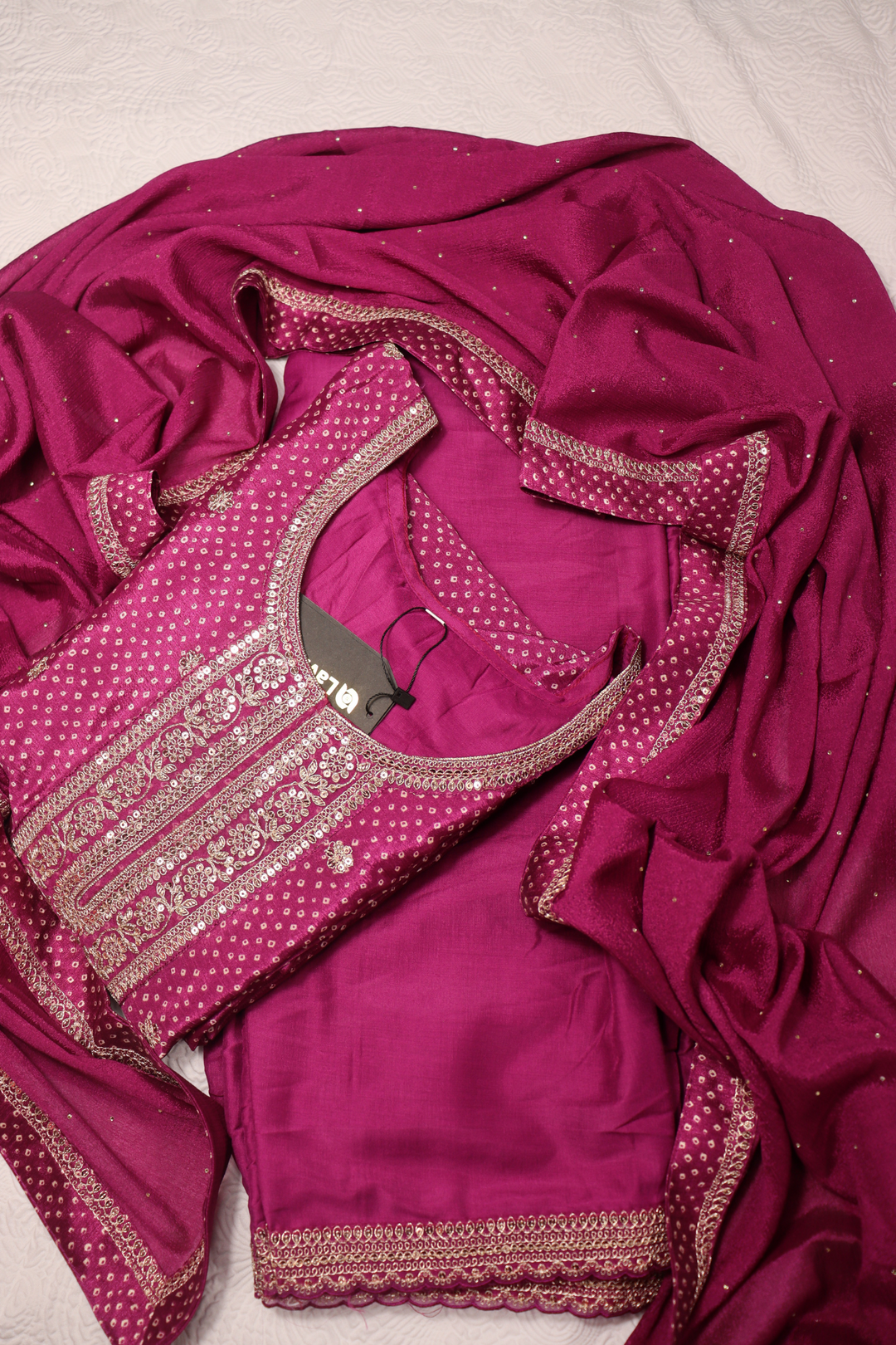 PRINTED CHINON WITH EMBROIDERY WORK  [SKU:D100803]