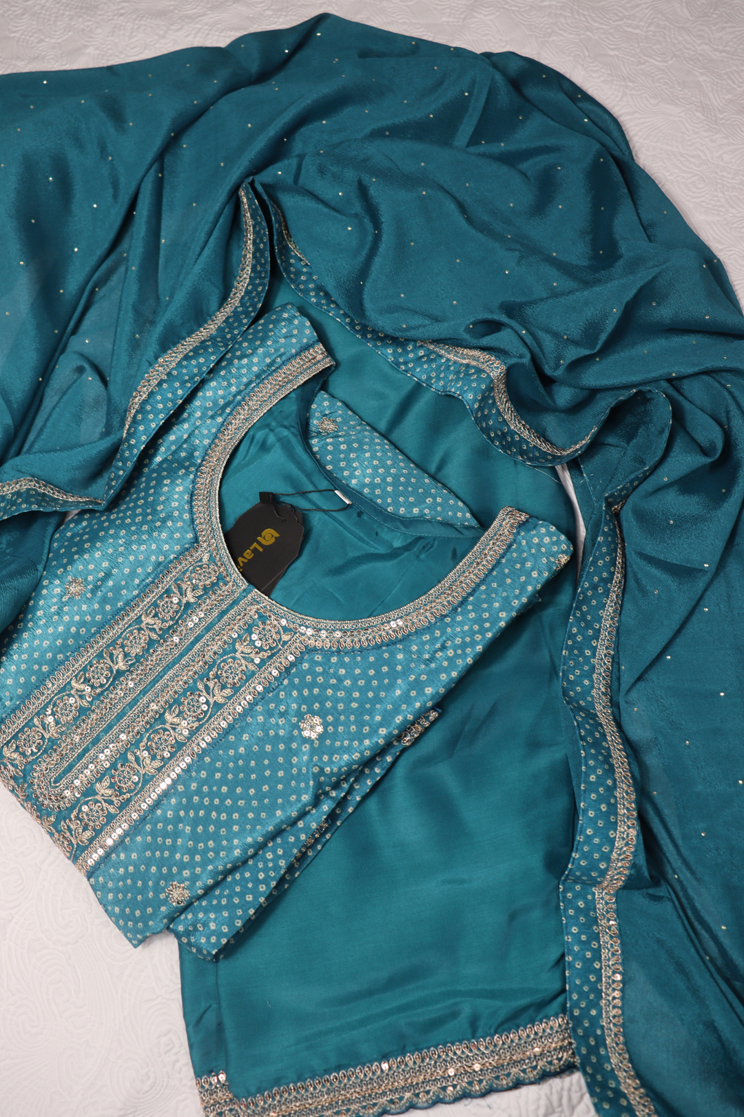 PRINTED CHINON WITH EMBROIDERY WORK RED [SKU:D100903]