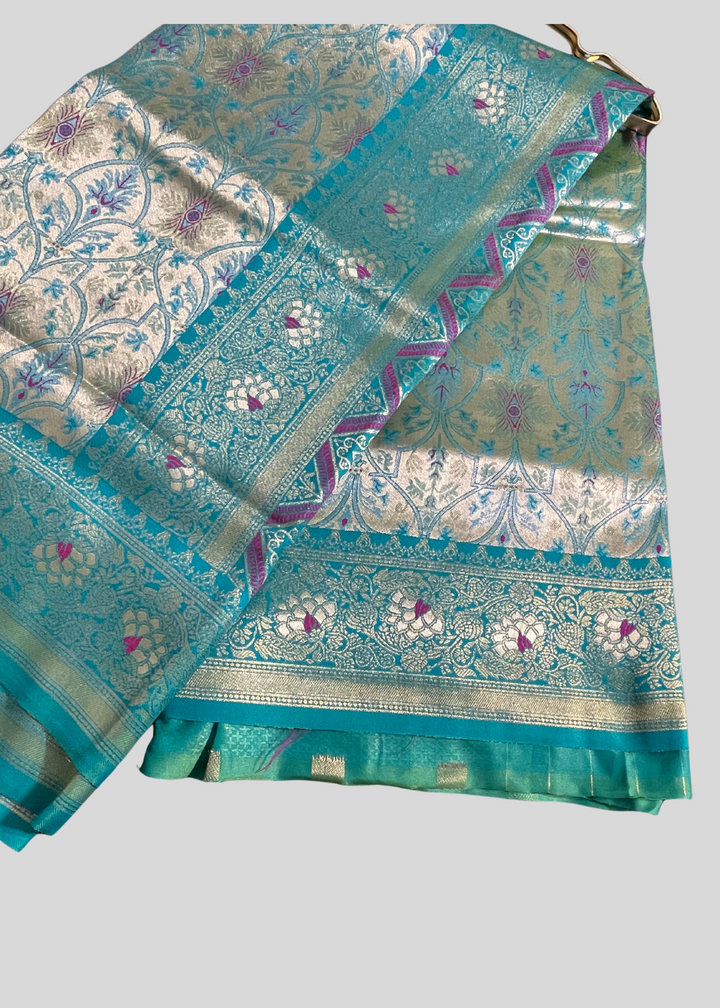# Rama green dharmavaram banarasi silk saree with zari weaving [SKU:S101872]