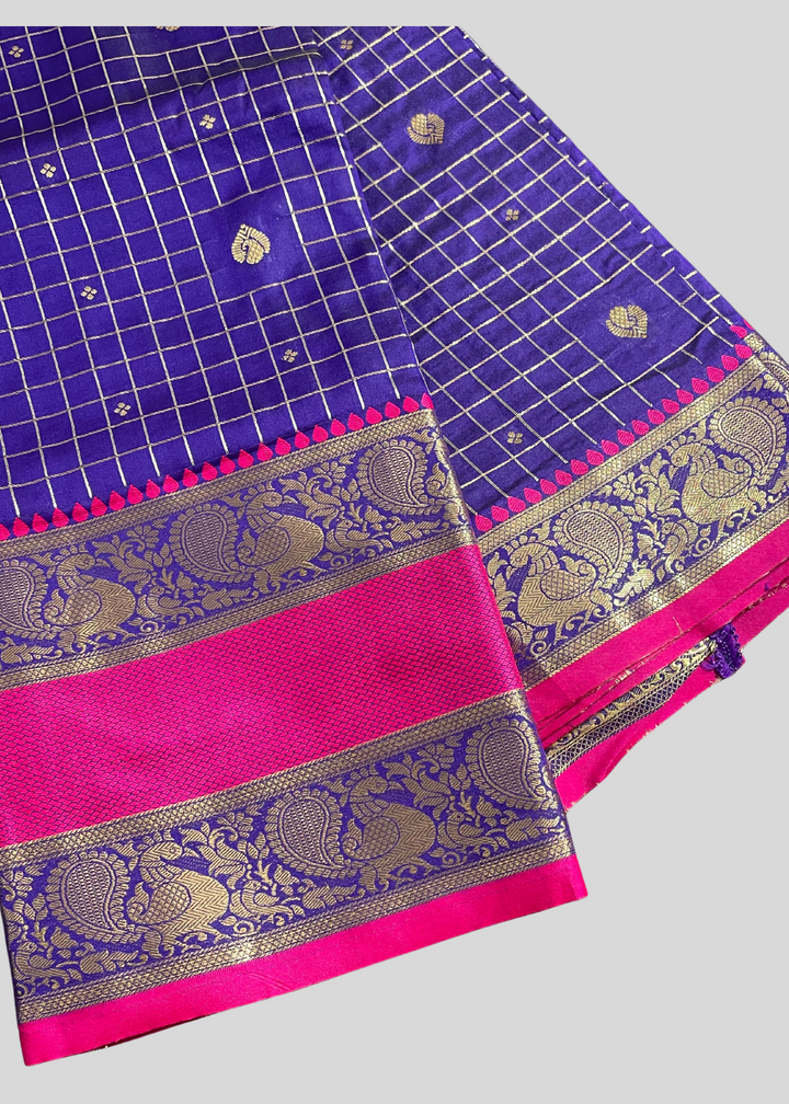 # Violet color cotton silk saree with zari weaving work [ SKU: S101502 ]