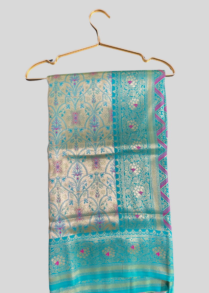 # Rama green dharmavaram banarasi silk saree with zari weaving [SKU:S101872]