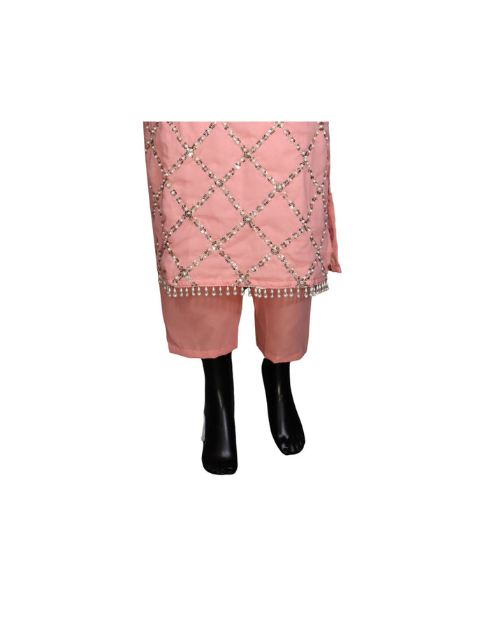 Pink Real Hand Work Sequence Embroiderd Suits