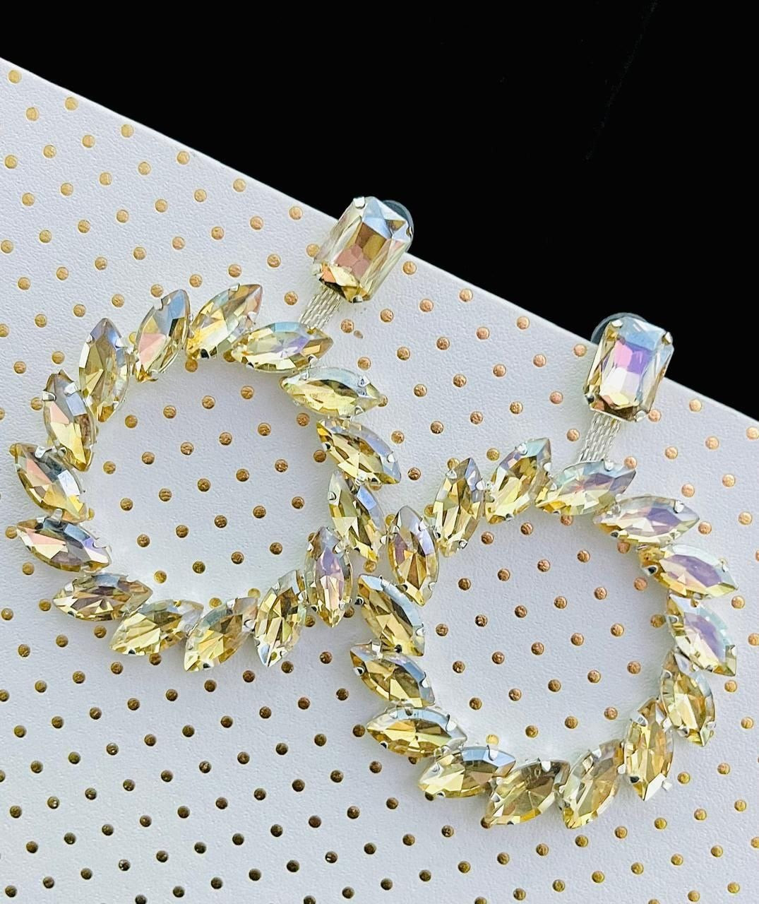 Premium Light Golden Stone Worked Earring [SKU 101380]