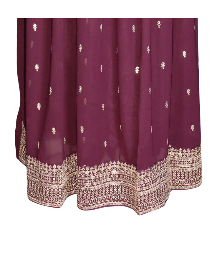 Purple Premium Georgette Heavy Embroidery Worked Anarkali Suit