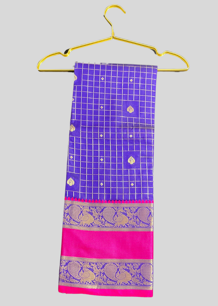 # Violet color cotton silk saree with zari weaving work [ SKU: S101502 ]