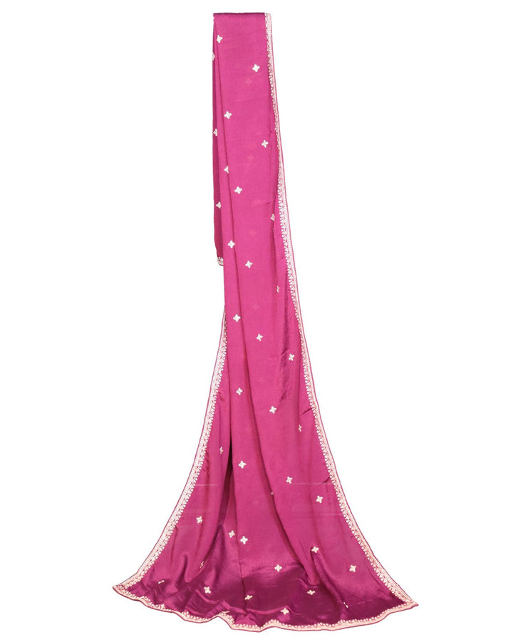 Purple Chinnon Silk Embroidery Worked Sharara Suit