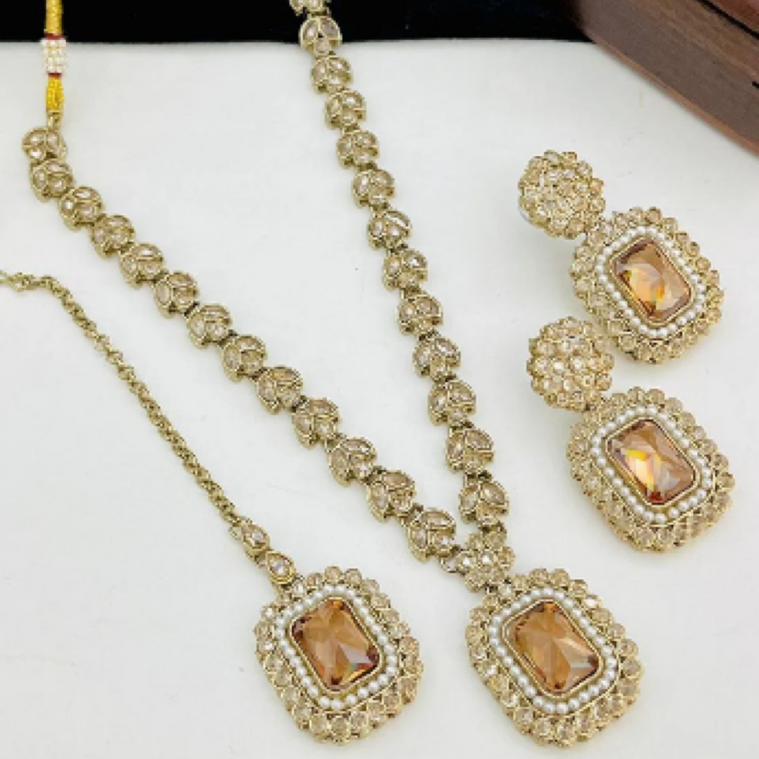 Premium Light Golden Long Neckles [SKU J100752]