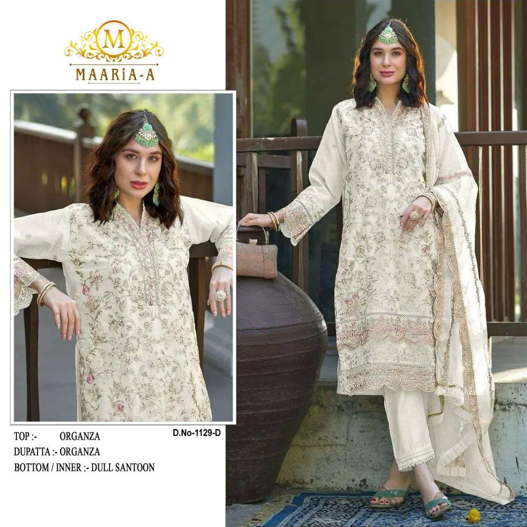 White Premium Maaria-A Heavy Organza Salwar Suit [SKU D106182]