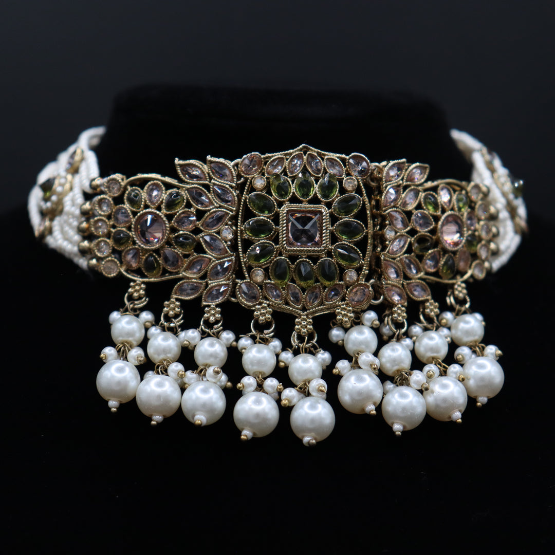 Olive Green Premium Reverse AD Full Choker Set [SKU: N011871]