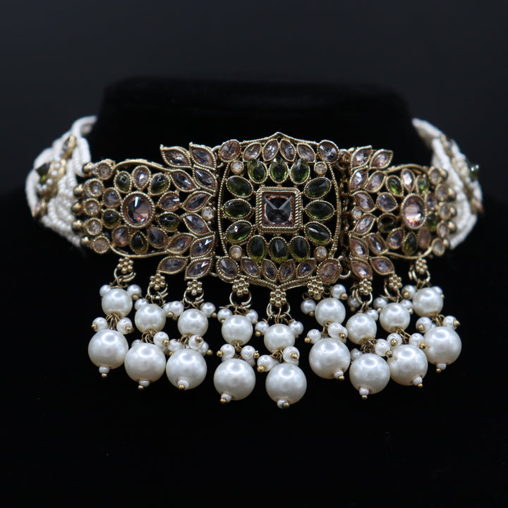 Olive Green Premium Reverse AD Full Choker Set [SKU: N011871]