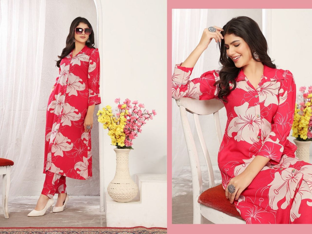 Premium Rayon Crimson Color Co-ord set [SKU CO100681]