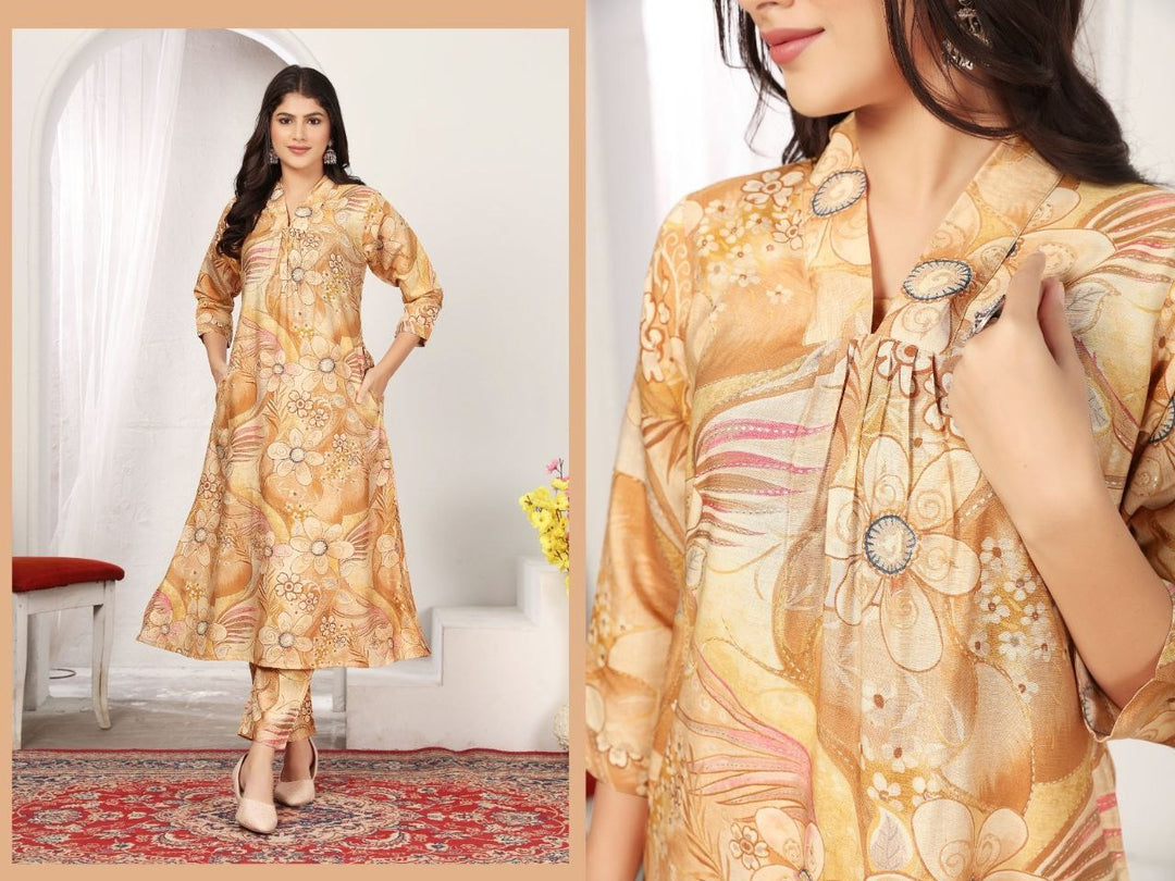 Premium Rayon Tan Color Co-ord set [SKU CO100381]