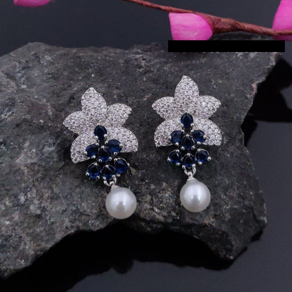 Premium Stone Worked Royal Blue Stud Earrings [SKU 100880]